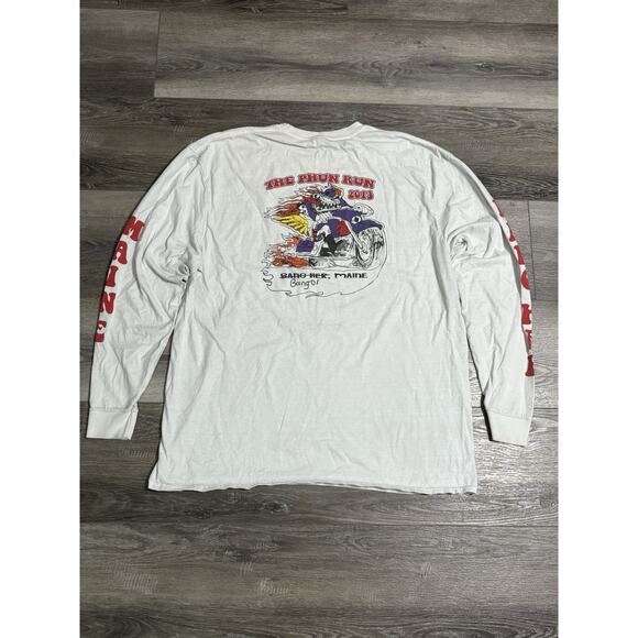 2013 The Phun Run “Bang Her, Maine” Biker Graphic Long Sleeve Shirt Y2K - Men XL - Picture 1 of 9